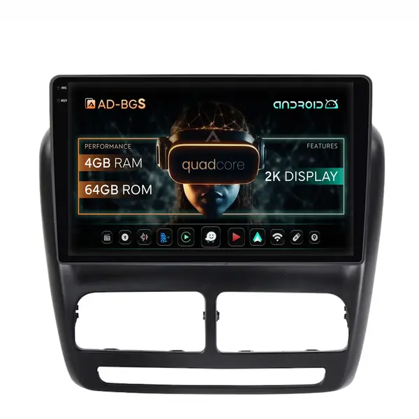 Navigatie 2K Fiat Doblo (2010-2015), Android, S-Quadcore 4GB RAM + 64GB ROM, 10.36 Inch - AD-BGS100042K+AD-BGRKIT358