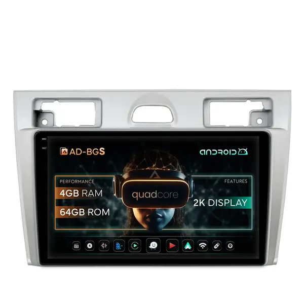 Navigatie 2K Ford Fiesta (2002-2008), Android, S-Quadcore 4GB RAM + 64GB ROM, 9.5 Inch - AD-BGS90042K+AD-BGRKIT143