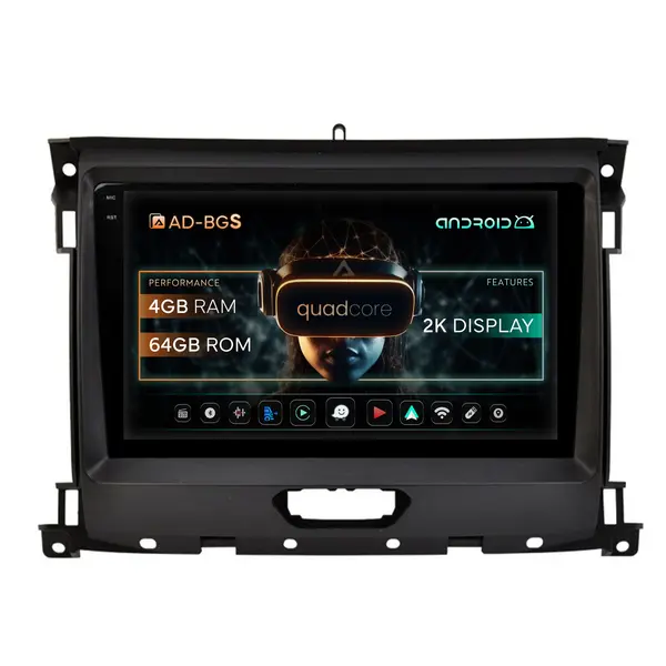 Navigatie 2K Ford Ranger (2015-2022), Android, S-Quadcore 4GB RAM + 64GB ROM, 9.5 Inch - AD-BGS90042K+AD-BGRKIT120V2