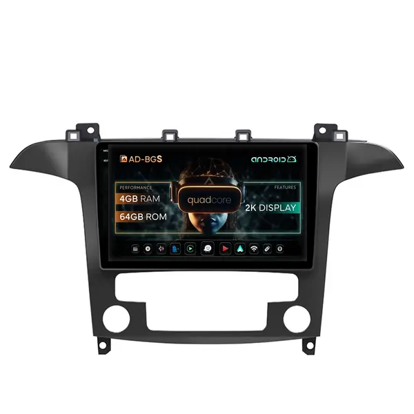 Navigatie 2K Ford S-Max Galaxy (2006-2015), Android, S-Quadcore 4GB RAM + 64GB ROM, 9.5 Inch - AD-BGS90042K+AD-BGRKIT125