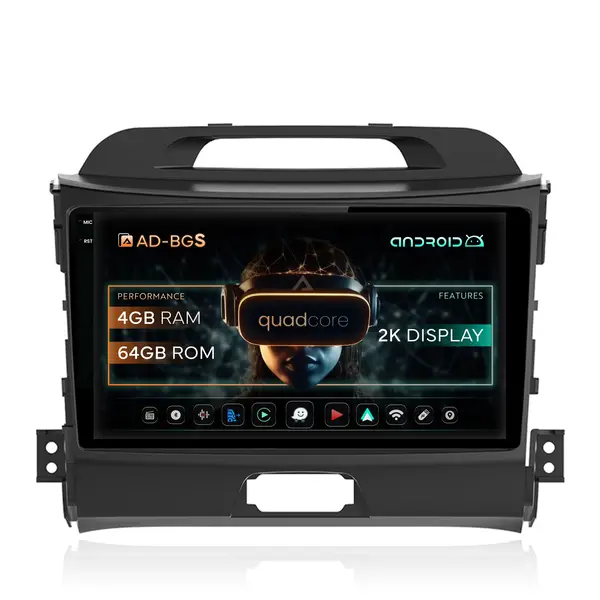 Navigatie 2K Kia Sportage (2010-2016), Android, S-Quadcore 4GB RAM + 64GB ROM, 9.5 Inch - AD-BGS90042K+AD-BGRKIT146