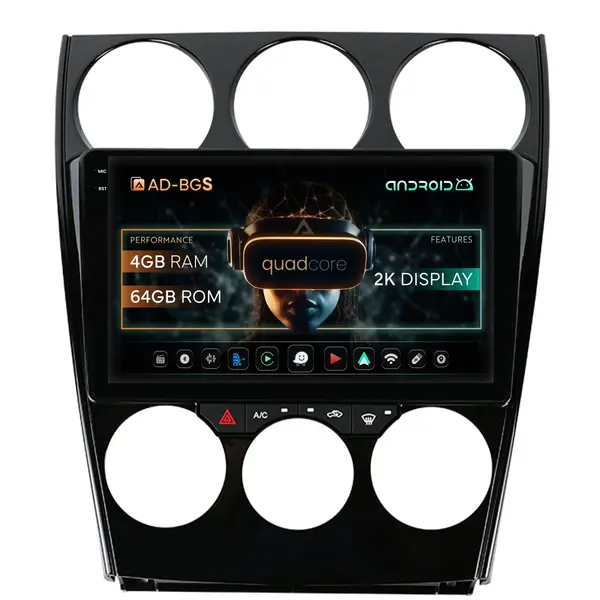 Navigatie 2K Mazda 6 (2002-2008), Android, S-Quadcore 4GB RAM + 64GB ROM, 9.5 Inch - AD-BGS90042K+AD-BGRKIT321