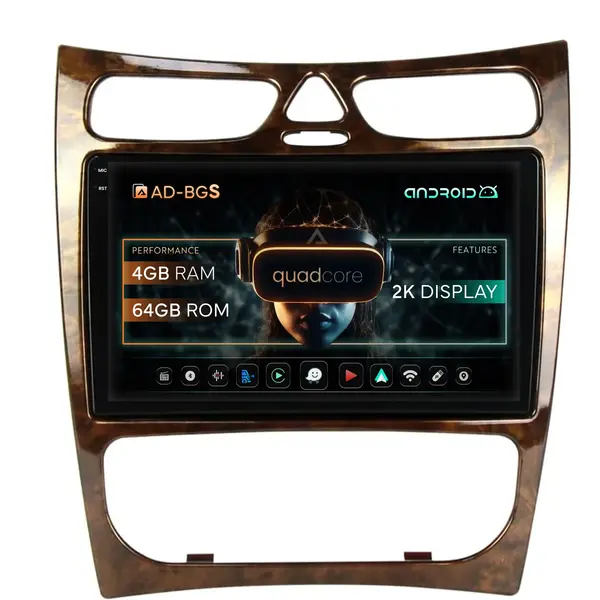 Navigatie 2K Mercedes Benz CLK W209 (2000-2005), Android, S-Quadcore 4GB RAM + 64GB ROM, 9.5 Inch - AD-BGS90042K+AD-BGRKIT416V4
