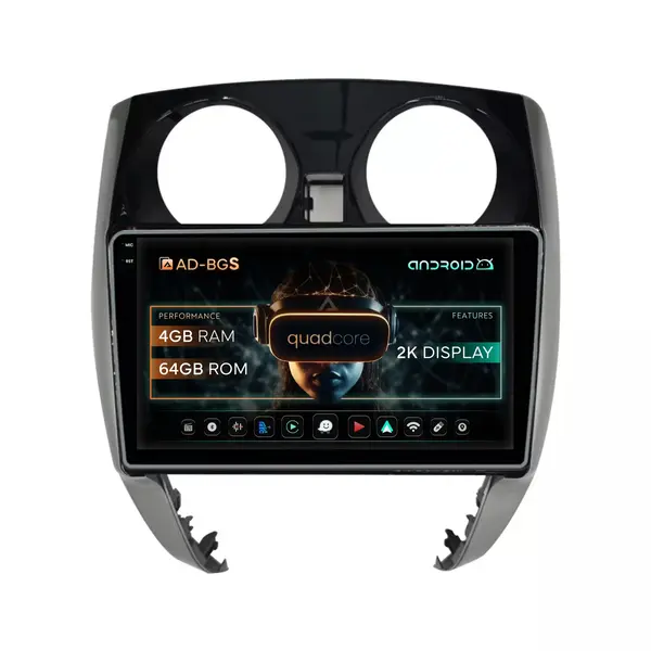 Navigatie 2K Nissan Note (2012-2019), Android, S-Quadcore 4GB RAM + 64GB ROM, 10.36 Inch - AD-BGS100042K+AD-BGRKIT167