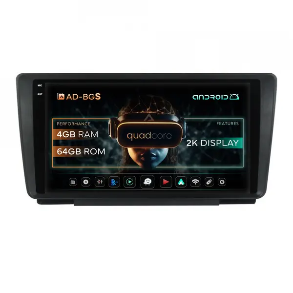 Navigatie 2K Skoda Octavia 2, Android, S-Quadcore 4GB RAM + 64GB ROM, 9.5 Inch - AD-BGS90042K+AD-BGRKIT038