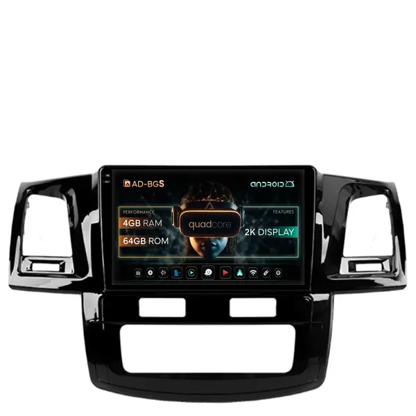 Navigatie 2K Toyota Hilux (2008-2014), Android, S-Quadcore 4GB RAM + 64GB ROM, 9.5 Inch - AD-BGS90042K+AD-BGRKIT081
