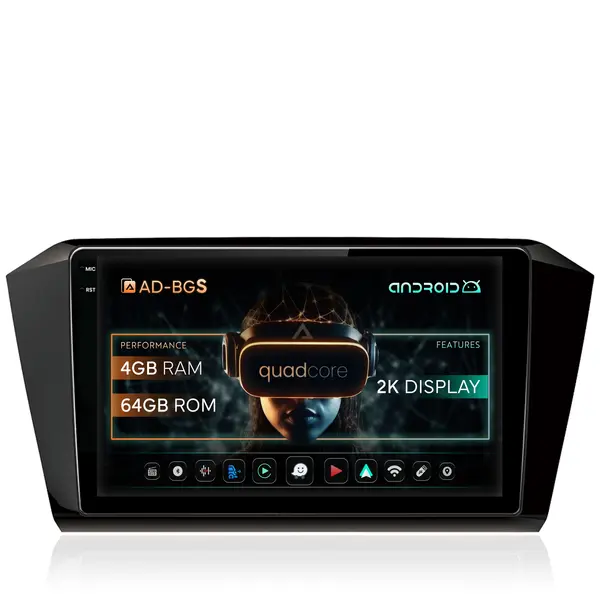Navigatie 2K Volkswagen Passat B8, Android, S-Quadcore 4GB RAM + 64GB ROM, 10.36 Inch - AD-BGS100042K+AD-BGRKIT037