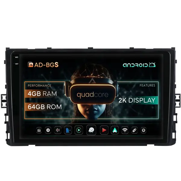 Navigatie 2K Volkswagen Taigo (2021+), Android, S-Quadcore 4GB RAM + 64GB ROM, 9.5 Inch - AD-BGS90042K+AD-BGRKIT041V5