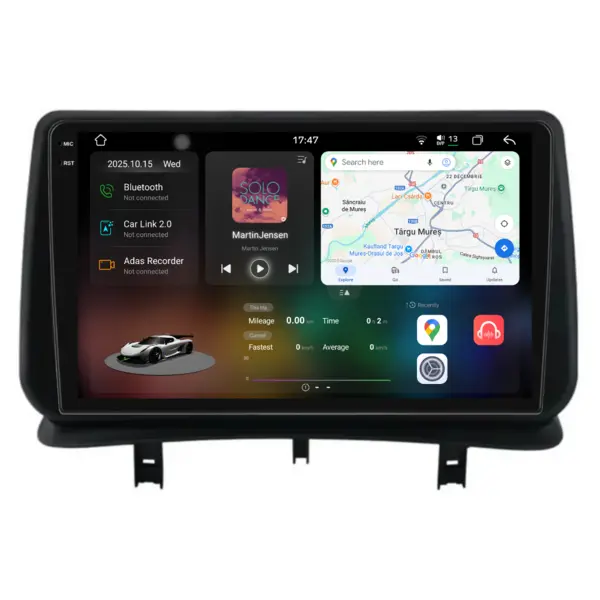 Navigatie Android Dedicata Renault Clio 3 (2005-2014), 2K, 12Gb Ram, 256Gb Stocare, Carplay