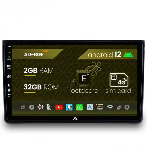 Navigatie Audi A4(B6 B7) Seat Exeo, Android 12, E-Octacore 2GB RAM + 32GB ROM, 9 Inch - AD-BGE9002+AD-BGRKIT425