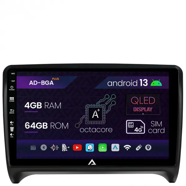 Navigatie Audi TT, Android 13, A-Octacore 4GB RAM + 64GB ROM, 9 Inch - AD-BGA9004+AD-BGRKIT426
