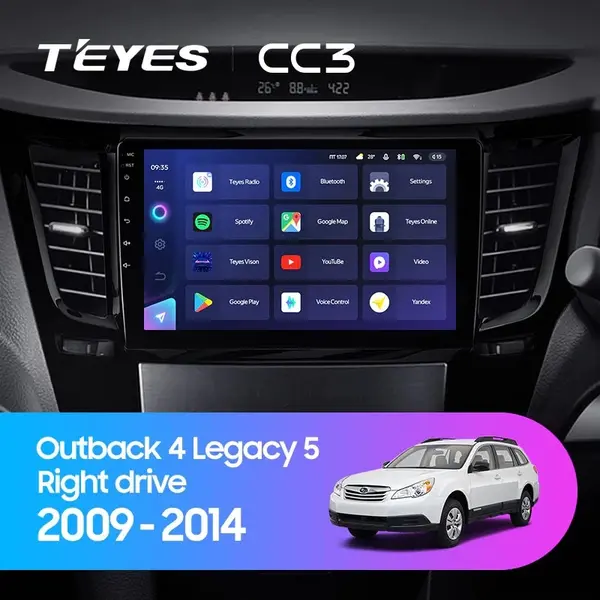 Navigatie Auto cu Asistenta AI Teyes CC4 PRO Subaru Outback 4 2009-2014 8+128GB 9.5" QLED, Android 13, 5G, 7.1 DSP, CarPlay