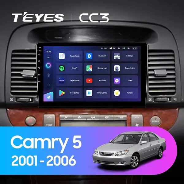 Navigatie Auto cu Asistenta AI Teyes CC4 PRO Toyota Camry 5 2001-2006 8+128GB 9.5" QLED, Android 13, 5G, 7.1 DSP, CarPlay