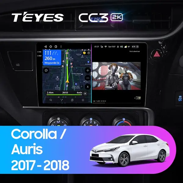 Navigatie Auto cu Asistenta AI Teyes CC4 PRO Toyota Corolla 11 2017-2018 8+128GB 10.36 QLED, Android 13, 5G, 7.1 DSP, CarPlay