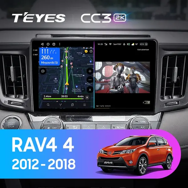 Navigatie Auto cu Asistenta AI Teyes CC4 PRO Toyota RAV4 XA50 2019-2023 8+128GB 10.36" QLED, Android 13, 5G, 7.1 DSP, CarPlay