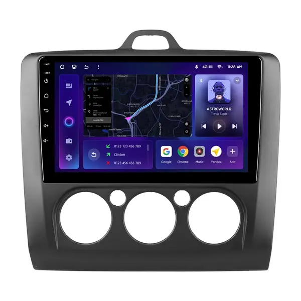 Navigatie Auto MOSS M3 Ford Focus 2 2005-2010 4+32GB 9" QLED Octa-core 2Ghz, Android 4G Bluetooth 5.1 DSP