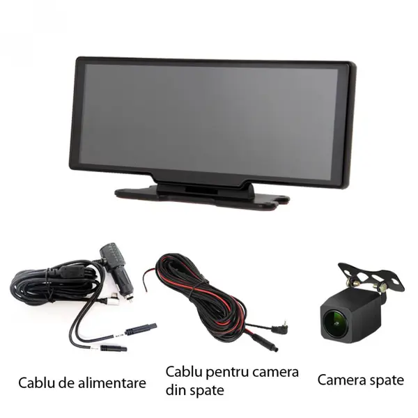 Navigatie Auto Multimedia, Display 10.26 inch, camera inregistrare fata 4K + camera spate 1080P, Ecran IPS HD full-touch, CarPlay/Android Auto, Wireless, Bluetooth, Miracast, AirPlay, Split-screen