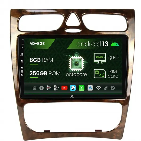 Navigatie Benz C Class (W203) (2002-2004), Android 13, Z-Octacore 8GB RAM + 256GB ROM, 9 Inch - AD-BGZ9008+AD-BGRKIT416V3