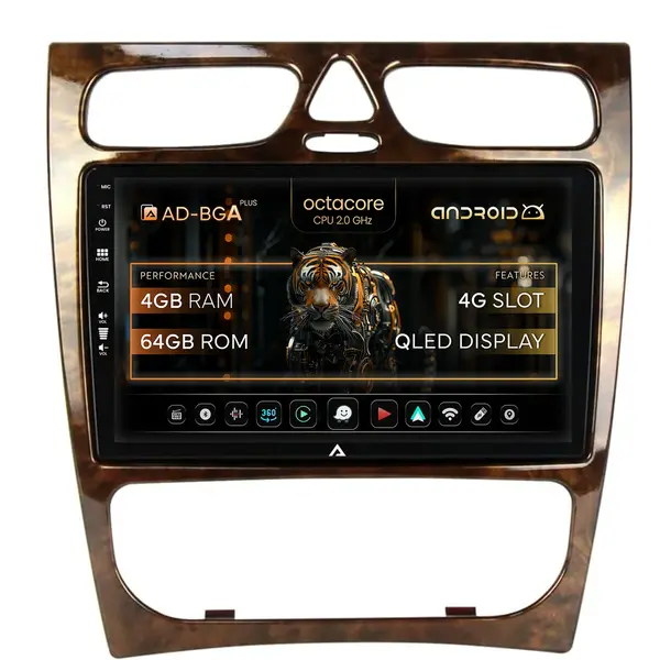 Navigatie Benz C Class (W203) (2002-2004), Android, A-Octacore 4GB RAM + 64GB ROM, 9 Inch - AD-BGA9004+AD-BGRKIT416V3
