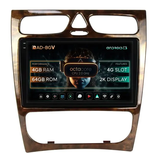 Navigatie Benz C Class (W203) (2002-2004), Android, V-Octacore 4GB RAM + 64GB ROM, 9.5 Inch - AD-BGV9004+AD-BGRKIT416V3