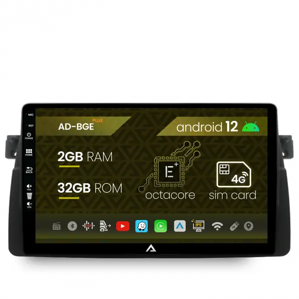 Navigatie BMW E46, Android 12, E-Octacore 2GB RAM + 32GB ROM, 9 Inch - AD-BGE9002+AD-BGRKIT397