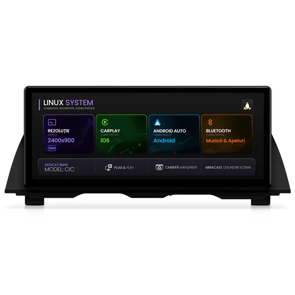 Navigatie BMW Seria 5 GT F07 (2009-2016), Linux OS OEM, Varianta CIC, CarPlay Android Auto Wireless, MirrorLink, Camera AHD, 12.3 Inch -