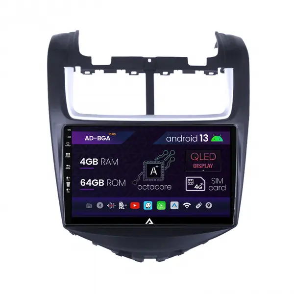 Navigatie Chevrolet Aveo (2014-2017), Android 13, A-Octacore 4GB RAM + 64GB ROM, 9 Inch - AD-BGA9004+AD-BGRKIT234