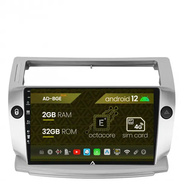 Navigatie Citroen C4 (2004-2014), Android 12, E-Octacore 2GB RAM + 32GB ROM, 9 Inch - AD-BGE9002+AD-BGRKIT346