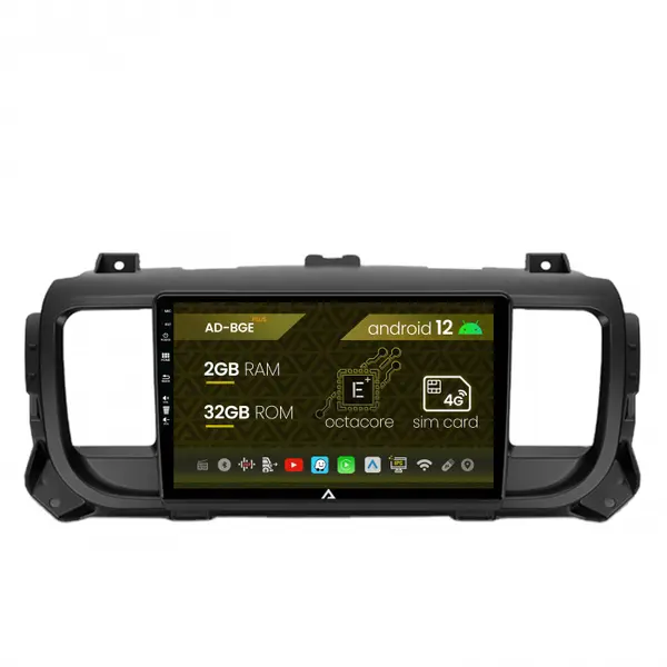Navigatie Citroen Jumpy (2017+), Android 12, E-Octacore 2GB RAM + 32GB ROM, 9 Inch - AD-BGE9002+AD-BGRKIT348