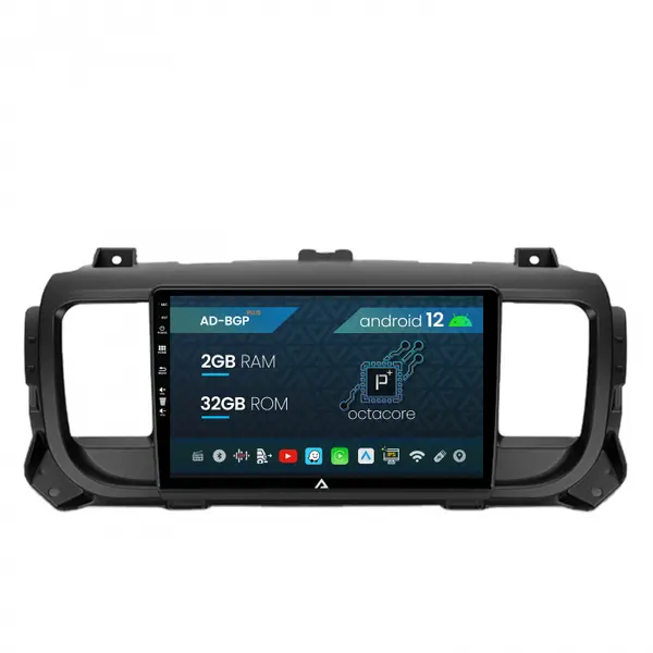 Navigatie Citroen Jumpy Peugeot Expert (2017-2021), Android 12, P-Octacore 2GB RAM + 32GB ROM, 9 Inch - AD-BGP9002+AD-BGRKIT348