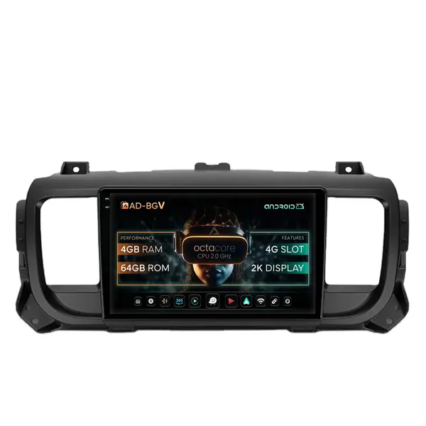 Navigatie Citroen Jumpy Peugeot Expert (2017-2021), Android, V-Octacore 4GB RAM + 64GB ROM, 9.5 Inch - AD-BGV9004+AD-BGRKIT348