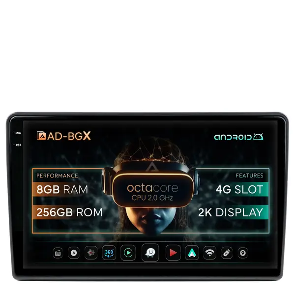 Navigatie Citroen Nemo Fiat Fiorino Peugeot Bipper (2007-2021), Android, X-Octacore 8GB RAM + 256GB ROM, 10.1 Inch - AD-BGX10008+AD-BGRKIT331