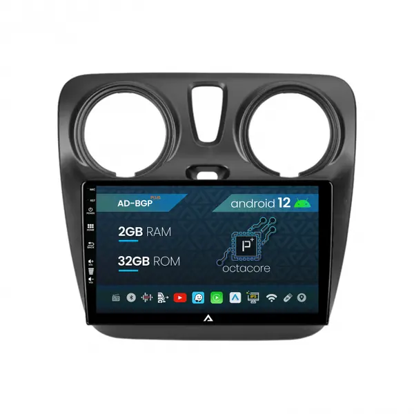 Navigatie Dacia Dokker Lodgy, Android 12, P-Octacore 2GB RAM + 32GB ROM, 9 Inch - AD-BGP9002+AD-BGRKIT376V2