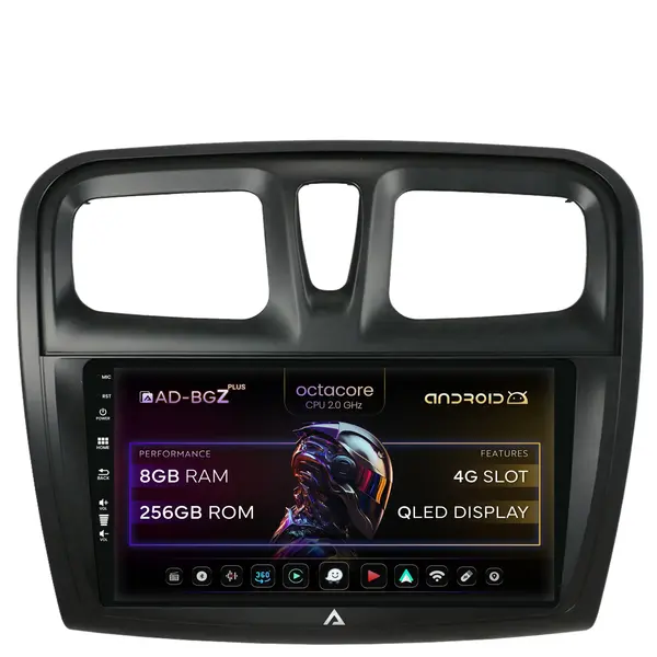 Navigatie Dacia Logan Sandero, Android, Z-Octacore 8GB RAM + 256GB ROM, 9 Inch - AD-BGZ9008+AD-BGRKIT375