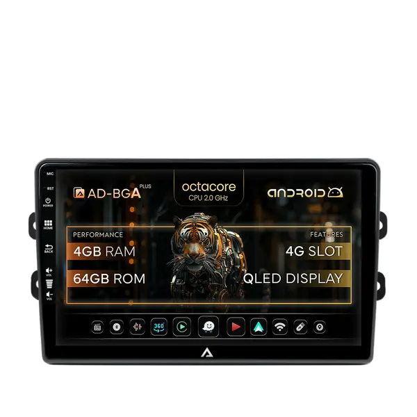 Navigatie Dacia Renault, Android, A-octacore 4GB RAM + 64GB ROM, 9 Inch AD-BGA9004+AD-BGRKIT383