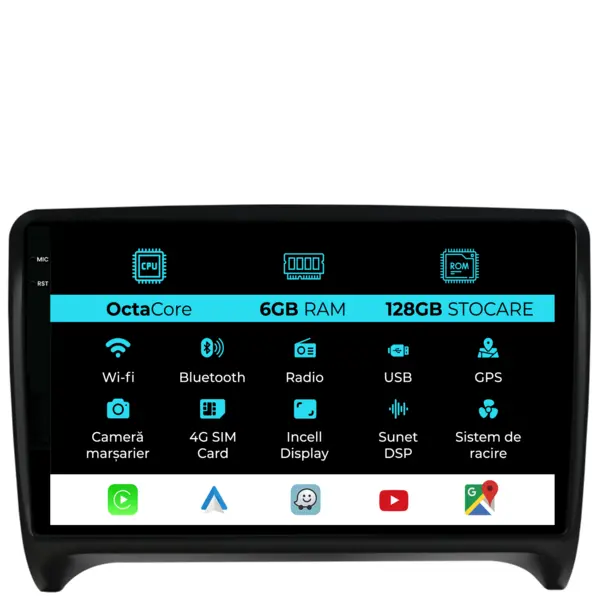 Navigatie Dedicata Audi TT (2006 - 2014), 9 Inch, 6Gb Ram, 128Gb Stocare, Android Auto, Carplay