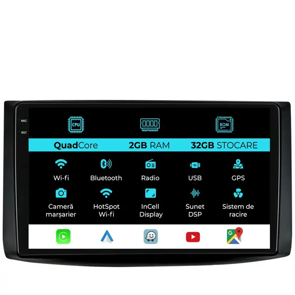 Navigatie Dedicata Chevrolet Aveo (2002 - 2011), 9 Inch, 2Gb Ram, 32Gb Stocare, Android Auto, Carplay