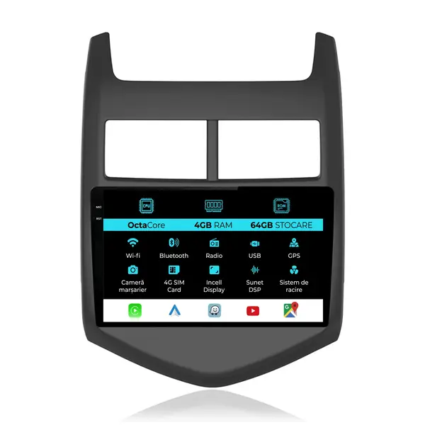 Navigatie Dedicata Chevrolet Aveo (2012 - 2014), 9 Inch, 4Gb Ram, 64Gb Stocare, Android Auto, Carplay
