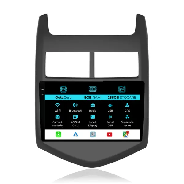 Navigatie Dedicata Chevrolet Aveo (2012-2014), 9Inch, 8Gb Ram, 256Gb Stocare, Carplay