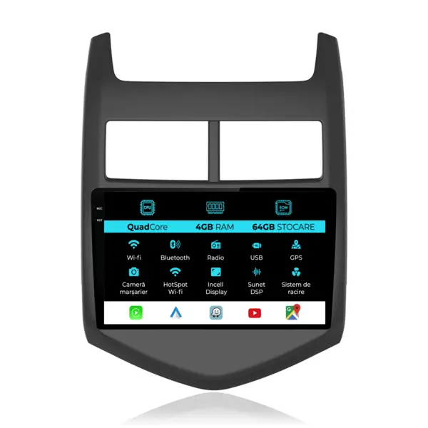 Navigatie Dedicata Chevrolet Aveo (2012-2014),QuadCore, 9Inch, 4Gb Ram, 64Gb Stocare, Carplay