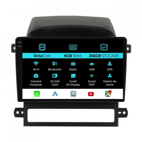 Navigatie Dedicata Chevrolet Captiva (2006-2011), 2K, 8Gb Ram, 256Gb Stocare, Carplay