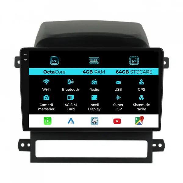 Navigatie Dedicata Chevrolet Captiva (2006 - 2011), 9 Inch, 4Gb Ram, 64Gb Stocare, Android Auto, Carplay