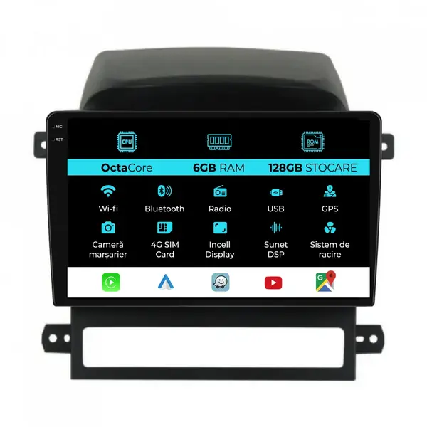 Navigatie Dedicata Chevrolet Captiva (2006 - 2011), 9 Inch, 6Gb Ram, 128Gb Stocare, Android Auto, Carplay