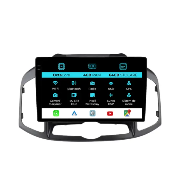 Navigatie Dedicata Chevrolet Captiva (2011-2016), 2K, 4Gb Ram, 64Gb Stocare, Carplay