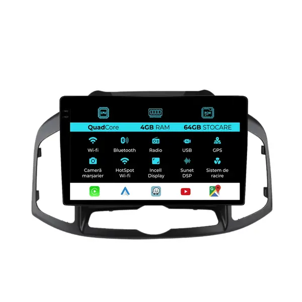 Navigatie Dedicata Chevrolet Captiva (2011-2016),QuadCore, 10Inch, 4Gb Ram, 64Gb Stocare, Carplay