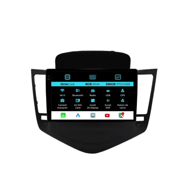 Navigatie Dedicata Chevrolet Cruze (2008-2015), 2K, 8Gb Ram, 256Gb stocare, Carplay