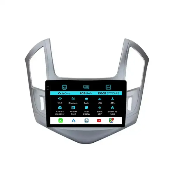 Navigatie Dedicata Chevrolet Cruze (2012-2015), 9 Inch, 8Gb Ram, 256Gb stocare, Carplay