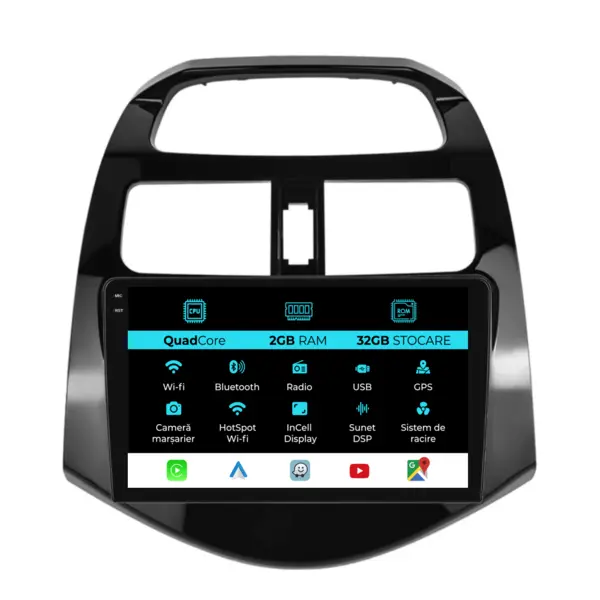 Navigatie Dedicata Chevrolet Spark (2009-2015), 9Inch, 2Gb Ram, 32Gb Stocare, Carplay