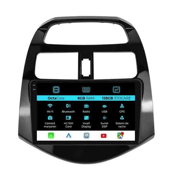 Navigatie Dedicata Chevrolet Spark (2009-2015), 9Inch, 6Gb Ram, 128Gb Stocare, Carplay