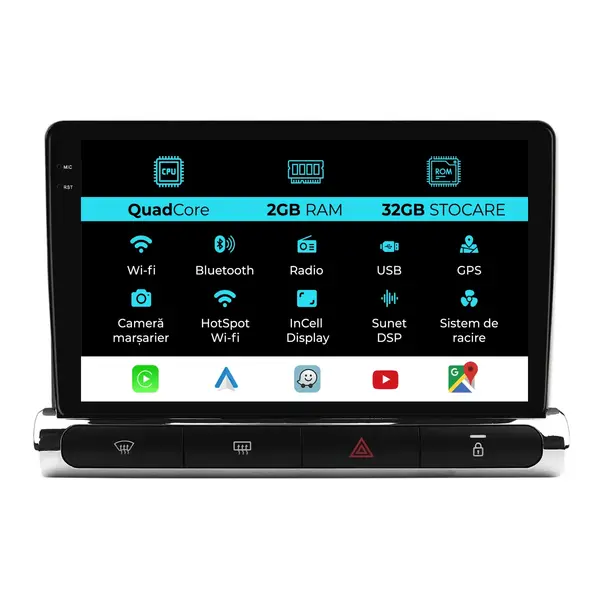 Navigatie Dedicata Citroen C3 Aircross (2017- 2023), 9 Inch, 2Gb Ram, 32Gb Stocare, Android Auto, Carplay